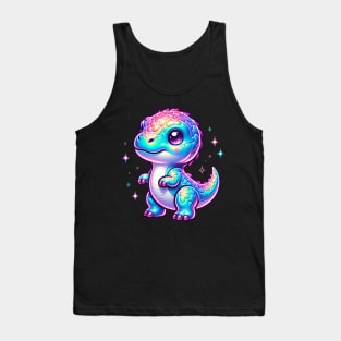 Chibi Baby Dino Neon Holographic Colorful Kawaii Tank Top